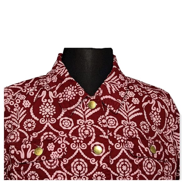Liz Claiborne New York Button Front Jean Jacket Henna Red Size 16 - Picture 2 of 11